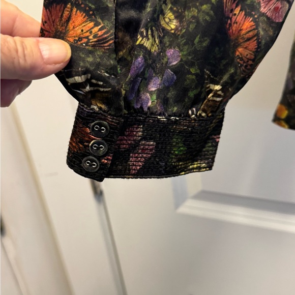 Johnny Was Silk Multicolor Butterfly Blouse - Picture 5 of 9